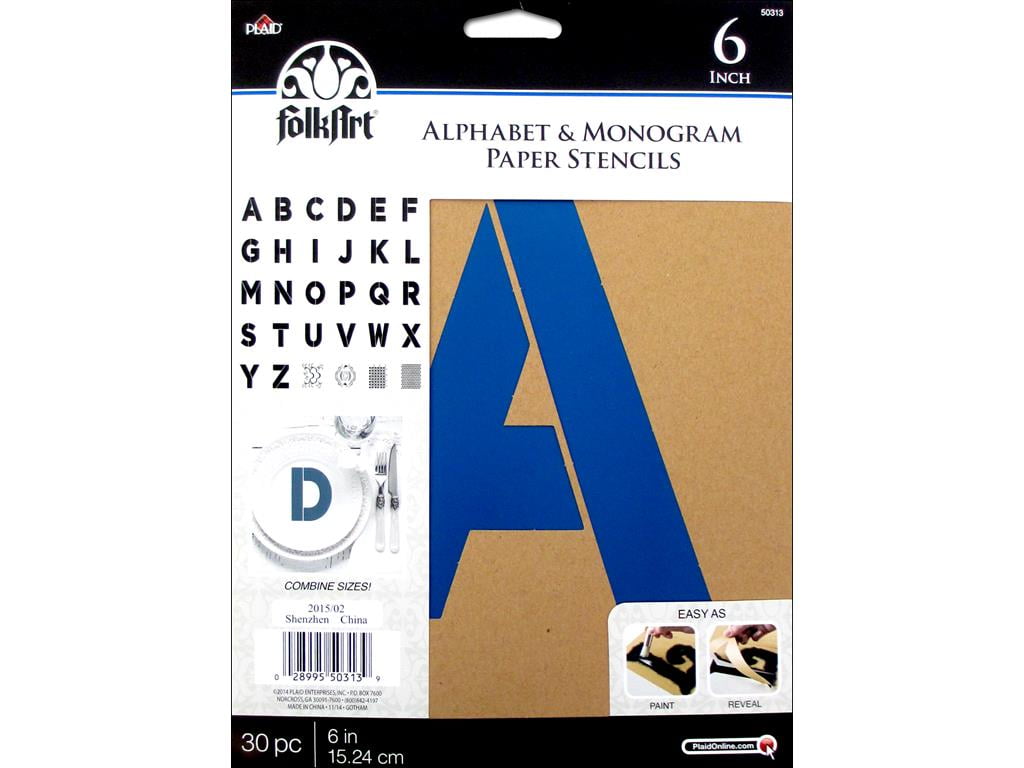 FolkArt Script Monogram Stencils - 26-Pack Paper Stencils For Crafting & Home Decor