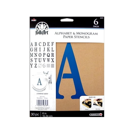 Folkart Stencil Paper Alphabet Serif 6", 30 Pack