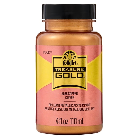 FolkArt Treasure Gold Acrylic Paint, Brilliant Metallic Finish, Copper, 4 fl oz