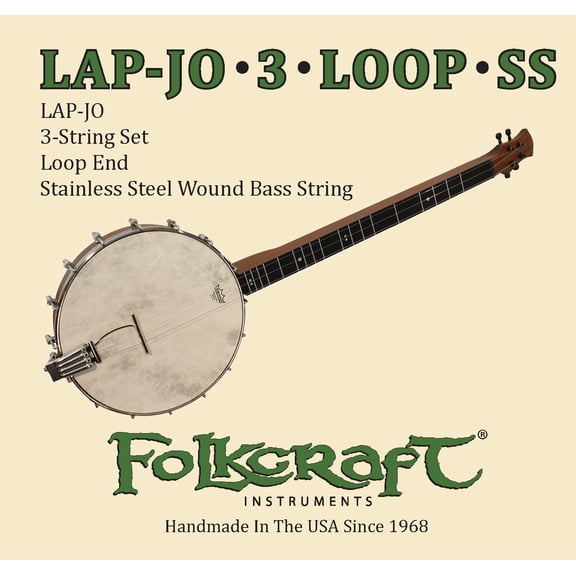 Folkcraft LAP-JO String Set, 3 Strings, Loop End (.012" .015" .026"SS)