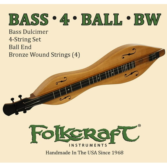 Folkcraft Mountain Dulcimer String Set, Bass, Ball Ends (.022"BW .022"BW .036"BW .052"BW)