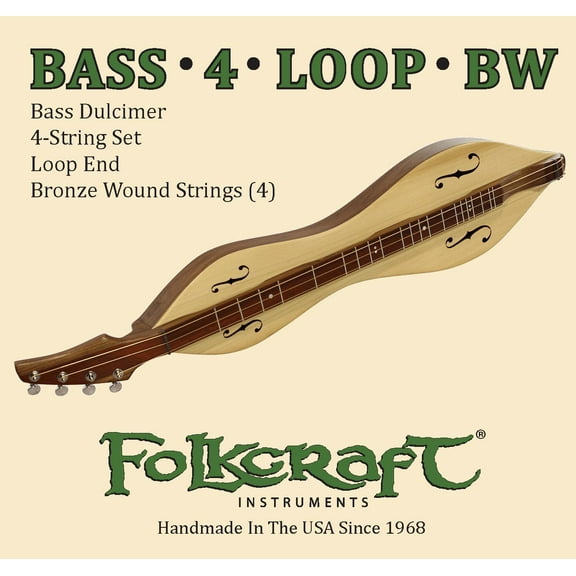 Folkcraft Mountain Dulcimer String Set, Bass, Loop Ends (.022"BW .022"BW .036"BW .052"BW)