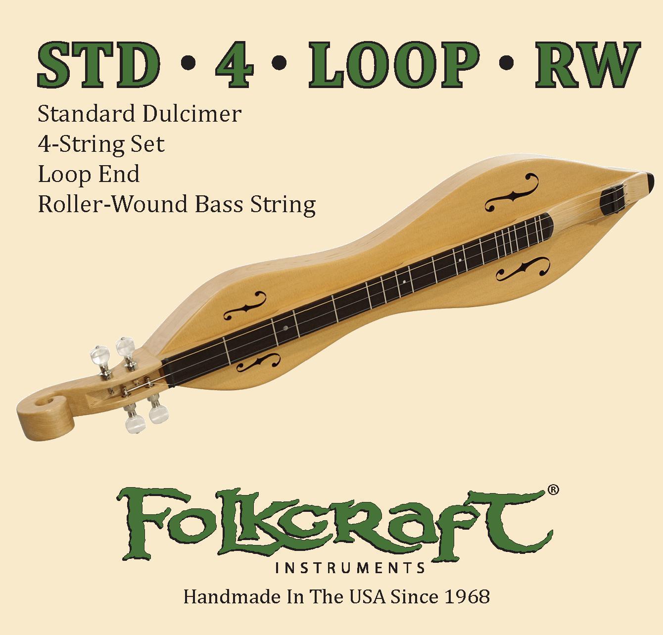 Folkcraft&reg; Mountain Dulcimer String Set, Loop Ends (.011" .011" .013" .024"RW)