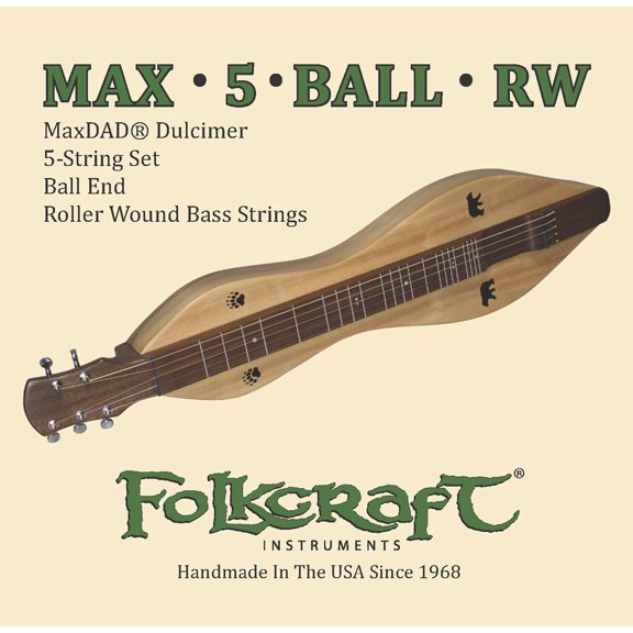 Folkcraft&reg; Mountain Dulcimer String Set, MaxDAD (Standard/Bass Hybrid), Ball Ends (.012" .015" .024"RW .032"RW .054"RW)