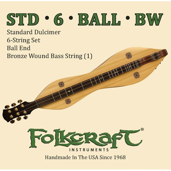 Folkcraft Mountain Dulcimer String Set, Six String, Ball Ends (.011" .011" .013" .013" .024"BW .011")
