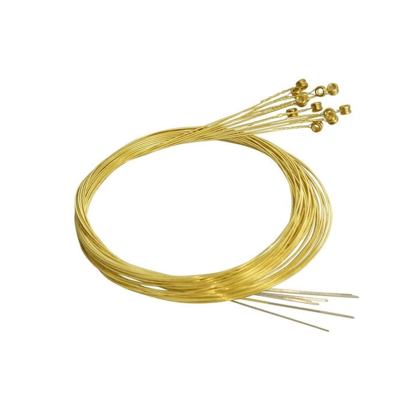 Folkcraft Roller-Wound Brass Strings, Ball Ends, Pack Of Twelve, .054