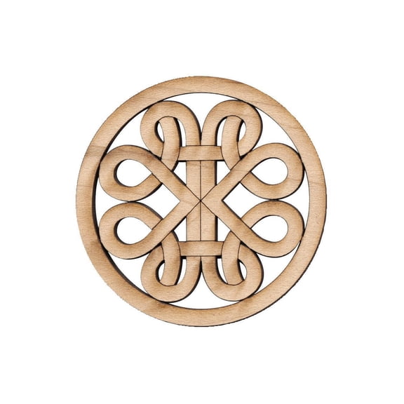 Folkcraft Rosette, Curvy Road, Maple, 1 1/2" Diameter