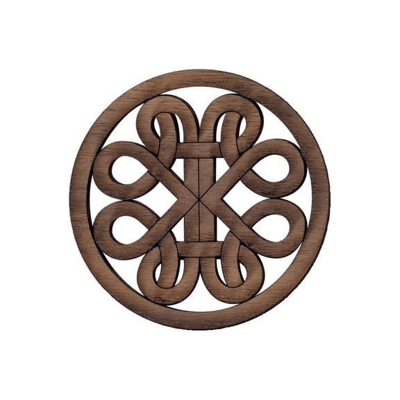 Folkcraft Rosette, Curvy Road, Walnut, 2 3/16" Diameter