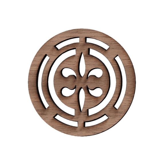 Folkcraft Rosette, Fleur-de-lis, Walnut, 2 3/16" Diameter