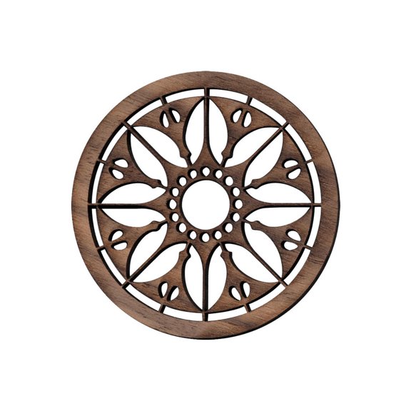 Folkcraft Rosette, Flowering Sun, Walnut, 1 1/2" Diameter