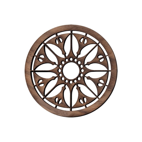 Folkcraft Rosette, Flowering Sun, Walnut, 2 3/16" Diameter