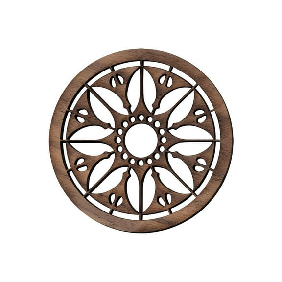 Folkcraft Rosette, Flowering Sun, Walnut, 2 3/16" Diameter