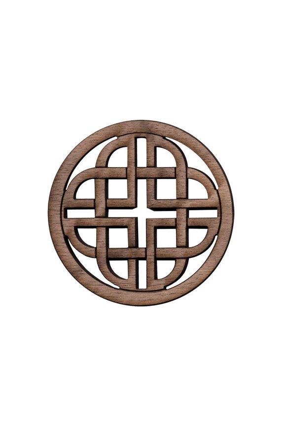 Rosette, Modern Celtic Shield, Walnut, 2 3/16" Diameter