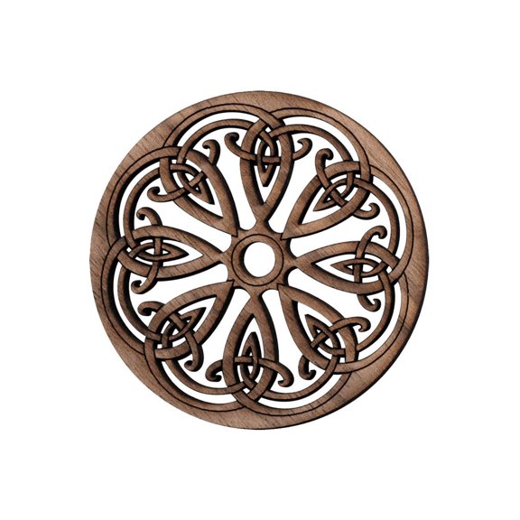 Folkcraft Rosette, Snowflake, Walnut, 2 3/16" Diameter