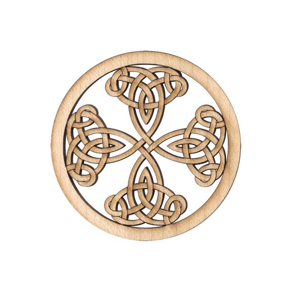 Folkcraft Rosette, Tight Pattern Shield Cross, Maple,  1 1/2" Diameter