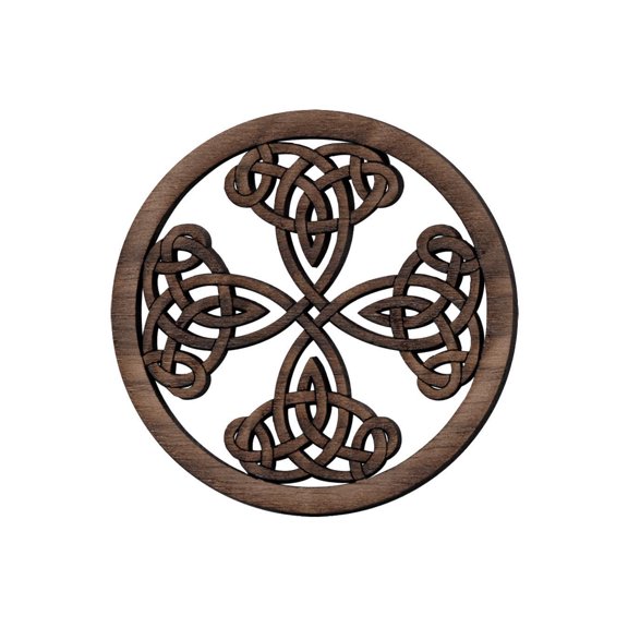 Folkcraft Rosette, Tight Pattern Shield Cross, Walnut,  1 1/2" Diameter