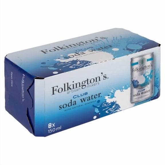 Folkington's Club Soda 8 x 150ml, British Import (Pack of 2)