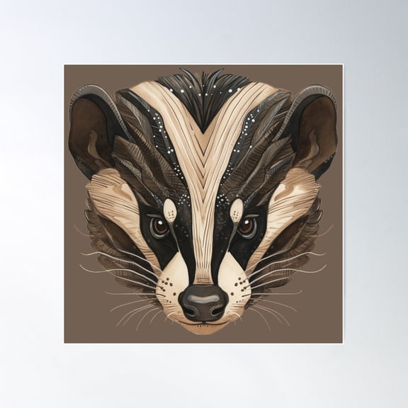 Folklore Badger Poster Wall Art, Modern Wall Decor For Living Room Bedroom, 16x24 UNFRAMED