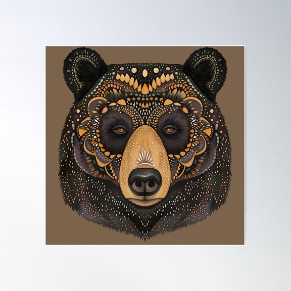 Folklore Bear Poster Wall Art, Modern Wall Decor For Living Room Bedroom, 17x17 UNFRAMED