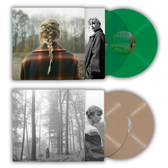 Folklore Beige LP Vinyl & Evermore Green Transparent LP Vinyl - Bundle