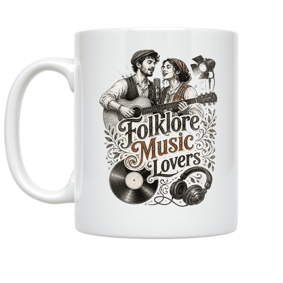 Folklore Music Lovers Design - Music Aficionado - 11 oz Ceramic Coffee Mug