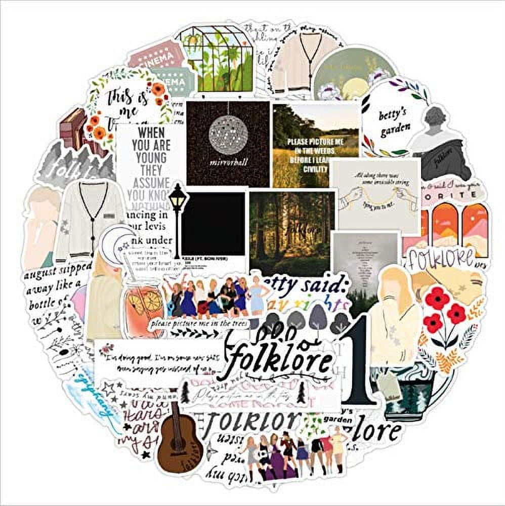 Folklore Music Stickers 50PCS Sticker Pack, Taylor-Alison Swift Folklore  Evermore Stickers Water Bottles, Waterproof Vinyl Stickers for Adults,  Teens