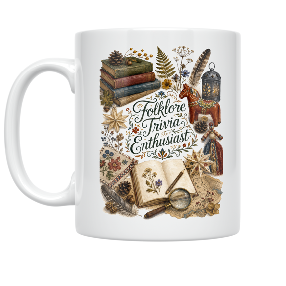 Folklore Trivia Enthusiast Design - Quiz Lover - 11 oz Ceramic Coffee Mug