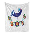 thumbnail image 1 of Folkloric Soft Flannel Fleece Throw Blanket, Ukrainian Culture Inspired Floral Motif with Peacock and Abstract Flowers, Cozy Plush for Indoor and Outdoor Use, 50" x 60", Multicolor, by Ambesonne, 1 of 5
