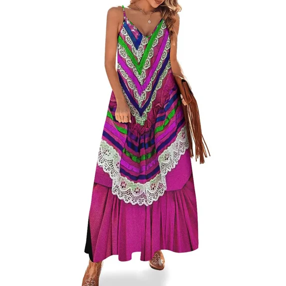 Folklorico Dance Dress (Magenta) Sleeveless Dress Long dress woman womens clothing