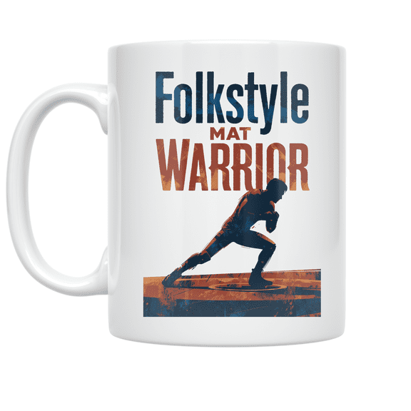 Folkstyle Mat Warrior Wrestling Design - Wrestling Enthusiast - 11 oz Ceramic Coffee Mug