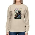thumbnail image 1 of Folksy Felines B Sweatshirt Women -Annie Warren Designs, Female Large, 1 of 4
