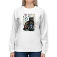thumbnail image 1 of Folksy Felines B Sweatshirt Women -Annie Warren Designs, Female Medium, 1 of 4