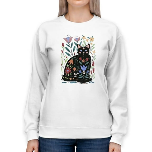 Folksy Felines B Sweatshirt Women -Annie Warren Designs, Female Medium