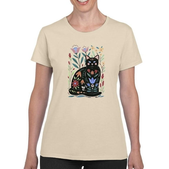 Folksy Felines B T-Shirt Women -Annie Warren Designs, Female Large