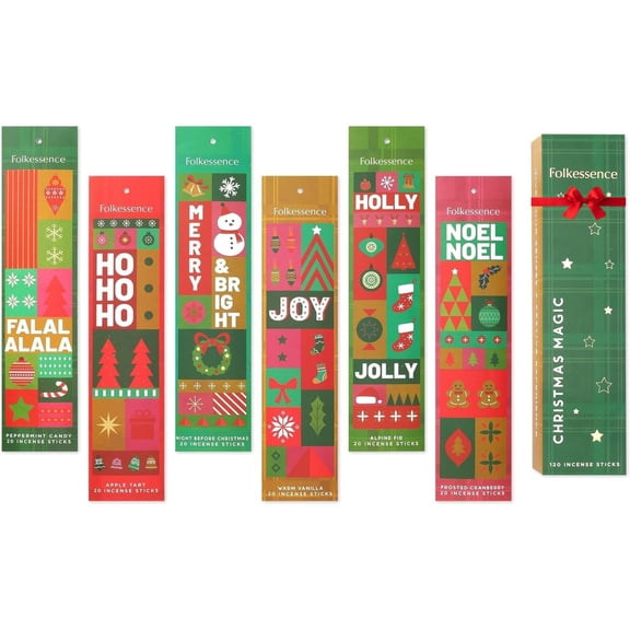 Folkulture Pack of 6, 120 Incense Sticks - Christmas Magic