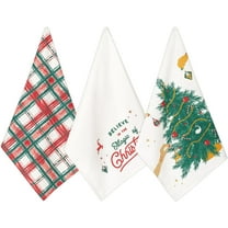 Folkulture Christmas Kitchen Towels Set of 3 for Kitchen Decor, 26x20 Cotton Buffalo Plaid Red Dish Towels, Decorative Tea Towels, Farmhouse Christmas Hand Towel and Decorative Dishcloths for Baking