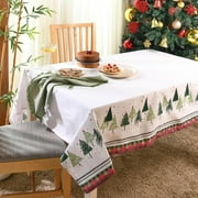 Folkulture Christmas Tablecloth Rectangle 60x72 for Christmas Decorations for Home, Cotton Fabric Farmhouse Style Table Cloth Rectangular or Linen Buffalo Plaid Table Cover, White Dining Tablecloths