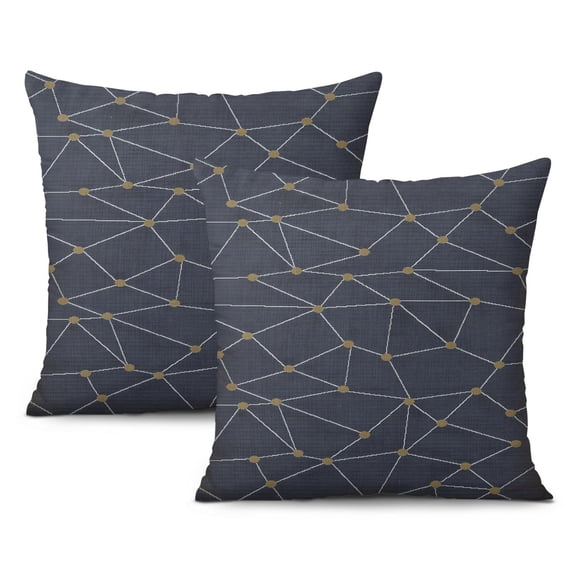 Folkulture Decorative Throw Pillows for Couch or Bedroom | 16x16 Inch | Geometry Stripe Linen Cushion Covers | Set of 2 | Modern Design for Luxurious Home Decor