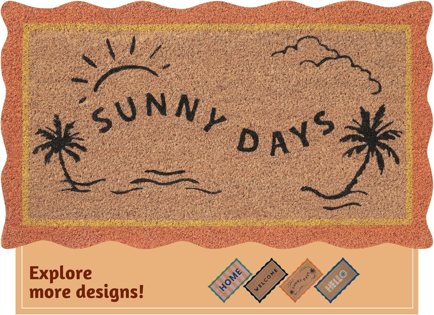 Folkulture Front Door Mat, Eco Friendly Welcome Mats for Front Door Outdoor, 16 X 28 Inch Welcome Matt or Doormat for Home Entrance, Durable & Anti Slip Coir Door Mats or Jute Door Mat (Sunny Days)