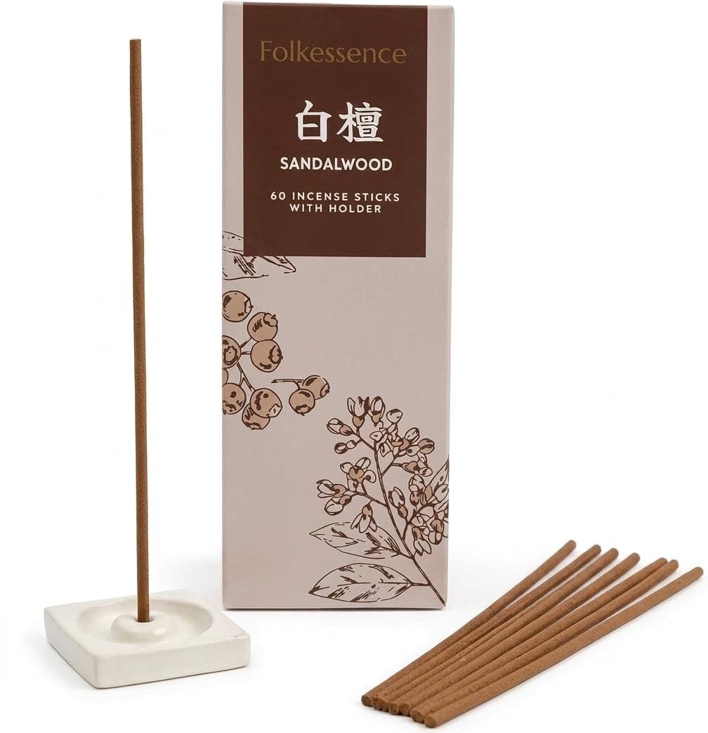 Incesce Sticks Folkulture Japanese Autumn Incense Sticks with Holder, Sandalwood (60 ...