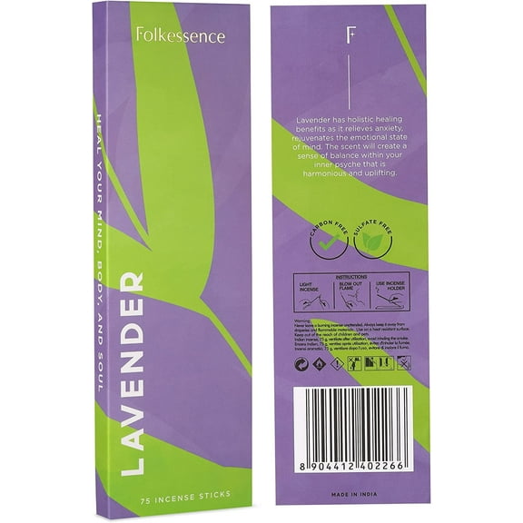 Folkulture Lavender Incense Sticks - Pack of 75 Incenses for Positive Aura and Boho Gift Set - Lavender