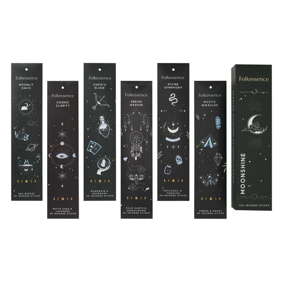 Folkulture Set of 6 Incense Sticks | 120 Insence Sticks - Palo Santo & Sandalwood, White Sage, Lavender, Patchouli, Rosemary | Blue Lotus Inscents Sleep Incents Gifts for Her