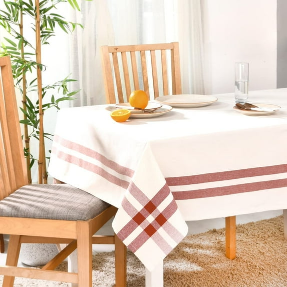 Folkulture Tablecloth Rectangle 60x72 inches Long, 100% Cotton Outdoor Tablecloth, Rustic Table Cloth or Table Cover for Table Decorations, Boho Tablecloth, Rust Farmhouse Table Décor