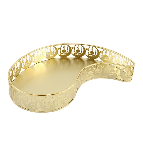 Folkulture Wooden Fruit Bowl or Decorative Fruit Bowl for Kitchen Counter or Centerpiece Table Decor, Fruit Bowl, Pedestal Bowl for Farmhouse Decor, Mango Wood Fruit Bowl-Gold Large Tray