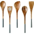 Folkulture Wooden Spoons for Cooking, Set of 5 Wooden Utensils for