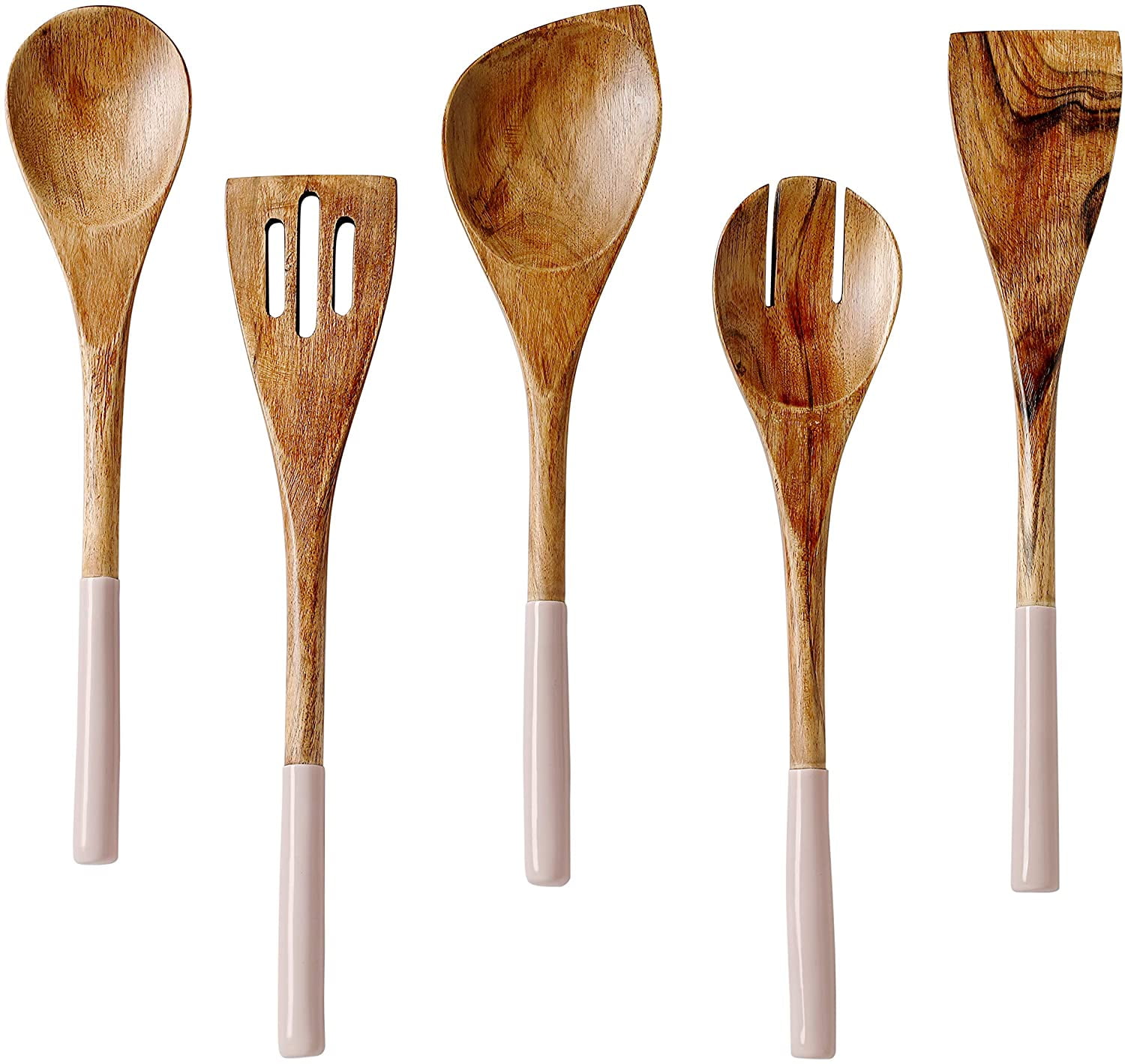 Folkulture Wooden Spoons For Cooking, Set of 5 Wooden Cooking Utensils, Non-Stick Wooden Utensils for Cooking, Wooden Kitchen Utensil Set for Kitchen, Non Toxic Wooden Spoon Sets With Wooden Spatula