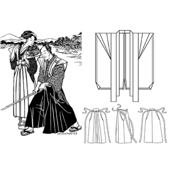 Folkwear #151 Japanese Hakama & Kataginu Samurai Warrior Vest Pants Skirt Sewing Pattern (Pattern Only)