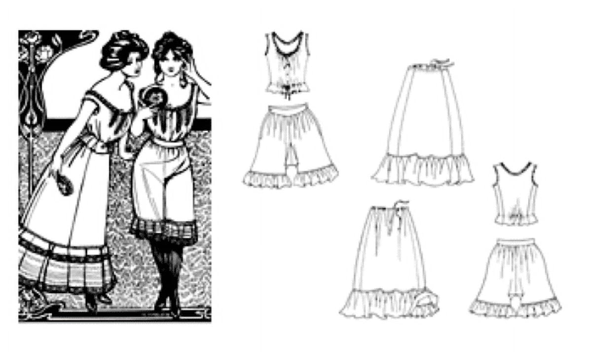 Folkwear #203 Edwardian Underthings Undergarments Camisole Petticoat  Drawers Sewing Pattern (Pattern Only) 
