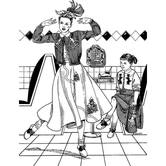 Folkwear At The Hop #256 Ladies & Girls Skirt Blouse 1950's Era Sewing Pattern & Knitted Sweater (Pattern Only) folkwear256