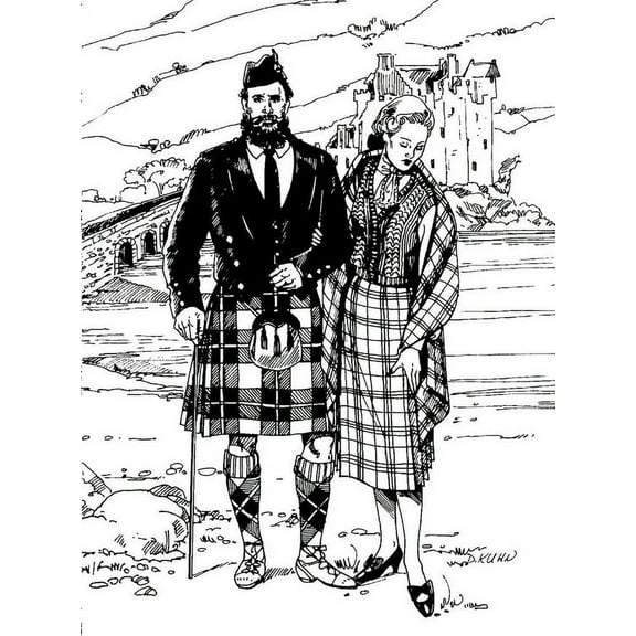 Folkwear Scottish Kilts #152 Highland Scotland Scottish Kilt Jacket Traditional Sewing Pattern & Knitted Vest (Pattern Only) folkwear152